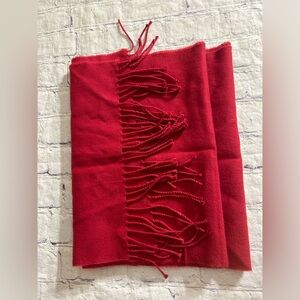 HAND TAILORED 100% CASHMERE MADE IN GERMANY DARK RED FRINGE OBLONG SCARF O/S